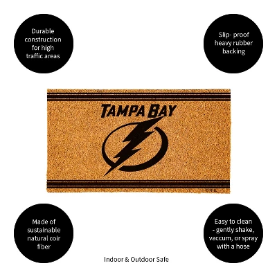 Evergreen Tampa Bay Lightning Logo Turf Mat, Brown- 28 X 16 Inches Indoor Outdoor Doormat 3 Evergreen Tampa Bay Lightning Logo Turf Mat, Brown- 28 X 16 Inches Indoor Outdoor Doormat - Image 3