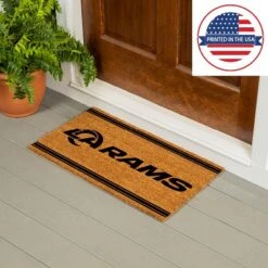 Evergreen Los Angeles Rams Logo Turf Mat, Brown- 28 X 16 Inches Indoor Outdoor Doormat -Optimal Home Decoration GUEST 02de5915 f4f9 4978 9999 bff8eb68e7f3
