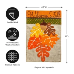Evergreen Fall Leaves Garden Burlap Flag 12.5 X 18 Inches Indoor Outdoor Decor
