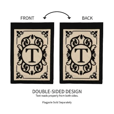 Evergreen Flag Cambridge Chic Letter T Monogram Applique Garden Flag - 12.5" Wide X 18" High 3 Evergreen Flag Cambridge Chic Letter T Monogram Applique Garden Flag - 12.5" Wide X 18" High - Image 3
