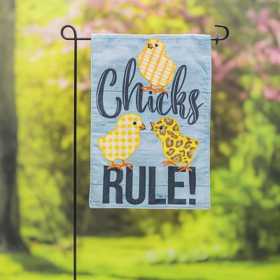 Evergreen Patterned Chicks Rule Garden Burlap Flag 12.5 X 18 Inches Indoor Outdoor Decor 3 Evergreen Patterned Chicks Rule Garden Burlap Flag 12.5 X 18 Inches Indoor Outdoor Decor - Image 3