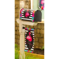 Evergreen Flamingo Stripes And Flowers Garden Applique Flag 12.5 X 18 Inches Indoor Outdoor Decor