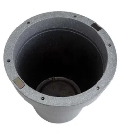 Evergreen Outdoor Fiberglass Planter With Solar Lights, Dark Grey 15x15x16 In