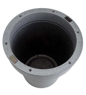 Evergreen Outdoor Fiberglass Planter With Solar Lights, Dark Grey 15x15x16 In 1 Evergreen Outdoor Fiberglass Planter With Solar Lights, Dark Grey 15x15x16 In