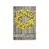 Evergreen Forsythia Farmhouse Wreath Garden Burlap Flag 12.5 X 18 Inches Indoor Outdoor Decor