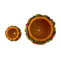 Evergreen Plow & Hearth Indoor/Outdoor Fall Orange Pumpkin Planters In Weather-Safe Resin With Drain Hole, Set Of 2, 8" Dia. X 6"H And 15" Dia. X 12"H -Optimal Home Decoration GUEST 104c3d99 d082 4cd4 9704 6edaf112f6ba