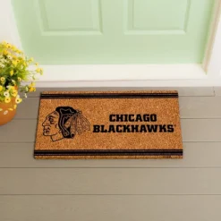 Evergreen Chicago Blackhawks Logo Turf Mat, Brown- 28 X 16 Inches Indoor Outdoor Doormat -Optimal Home Decoration GUEST 119b41a1 2894 4dfc 8a71 c14b283e0c85