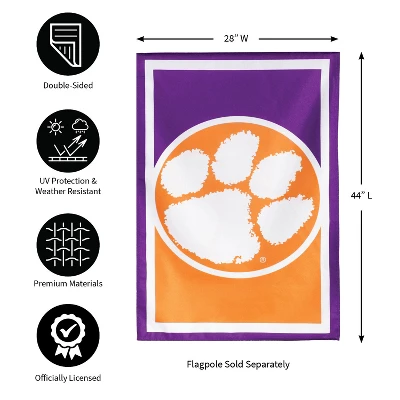 Evergreen Flag, DS New Burlap, Reg, Clemson University 1 Evergreen Flag, DS New Burlap, Reg, Clemson University