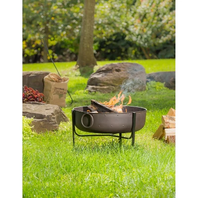 Evergreen Fire Pit With Iron Loop Handles- 24.5 X 16.5 X 24.5 Inches Outdoor Safe And Weather Resistant With Log Grate And Poker 1 Evergreen Fire Pit With Iron Loop Handles- 24.5 X 16.5 X 24.5 Inches Outdoor Safe And Weather Resistant With Log Grate And Poker