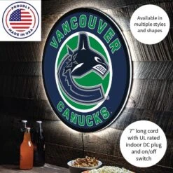 Evergreen Ultra-Thin Edgelight LED Wall Decor, Round, Vancouver Canucks- 23 X 23 Inches Made In USA -Optimal Home Decoration GUEST 15cf88c4 25d7 4711 ac18 26d74f4e74e7