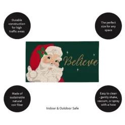 Evergreen Santa Believe Indoor Outdoor Natural Coir Doormat 1'4"x2'4" Green -Optimal Home Decoration GUEST 166c344f c521 41b0 896a 8b07538b094c