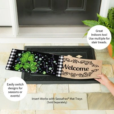 Evergreen Shamrocks Buffalo Plaid Sassafras Indoor Outdoor Switch Doormat 1'10"x10" Black 3 Evergreen Shamrocks Buffalo Plaid Sassafras Indoor Outdoor Switch Doormat 1'10"x10" Black - Image 3
