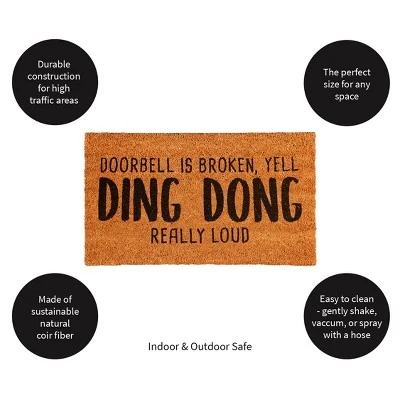 Evergreen Doorbell Broken Yell "Ding-Dong Really Loud Indoor Outdoor Doormat 1'4"x2'4" Brown 3 Evergreen Doorbell Broken Yell "Ding-Dong Really Loud Indoor Outdoor Doormat 1'4"x2'4" Brown - Image 3