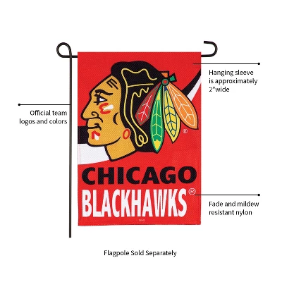 Evergreen Flag, DS New Burlap, Garden, Chicago Blackhawks 2 Evergreen Flag, DS New Burlap, Garden, Chicago Blackhawks - Image 2
