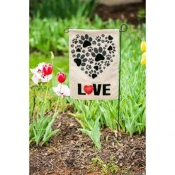Evergreen Flag Paw Prints Heart Garden Burlap Flag -Optimal Home Decoration GUEST 1d818870 ae3b 4375 9831 dd45b81e9527