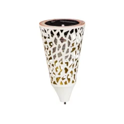 Evergreen Tapered Laser Cut Solar Interchangeable Finial, Ivory- 3.75x7.5x3.75 In Durable Hardware For Flags