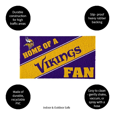 Evergreen Minnesota Vikings Looped PVC Trapper Indoor Outdoor Doormat 1'4"x2'4" Multicolored 2 Evergreen Minnesota Vikings Looped PVC Trapper Indoor Outdoor Doormat 1'4"x2'4" Multicolored - Image 2