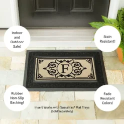 Evergreen Cambridge Monogram Burlap Sassafras Indoor Outdoor Switch Doormat Letter F 1'10"x10" Brown -Optimal Home Decoration GUEST 23b7ab1b 4b16 44ae adef 3e0019895d17