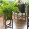 Evergreen Metallic Patina Planter With Wood Stand Set Of 2