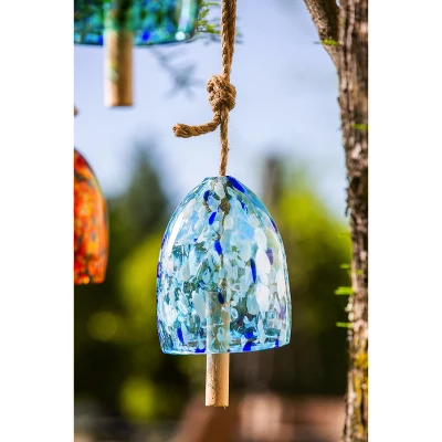 Evergreen Art Glass Speckle Light Blue Bell Chime 1 Evergreen Art Glass Speckle Light Blue Bell Chime