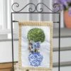 Evergreen Potted Plant Garden Flag Stand