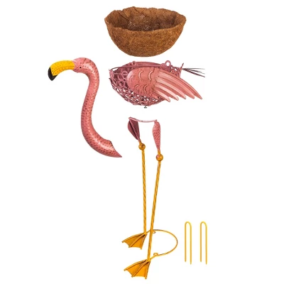 Evergreen 37"H Metal Flamingo Planter With Coco Liner- Fade And Weather Resistant Outdoor Decoration For Homes, Yards And Gardens 5 Evergreen 37"H Metal Flamingo Planter With Coco Liner- Fade And Weather Resistant Outdoor Decoration For Homes, Yards And Gardens - Image 5