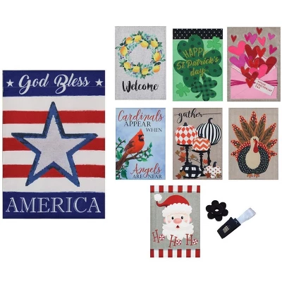 Evergreen Seasonal Burlap Flag Set Of 8 2 Evergreen Seasonal Burlap Flag Set Of 8 - Image 2