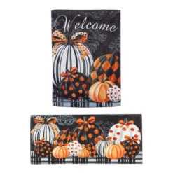Evergreen Elegant Pattern Pumpkins Set Of 2 Garden Flag And Sassafras Doormat Bundle Set -Optimal Home Decoration GUEST 2d685714 1ab3 4a59 9104 6488de582731