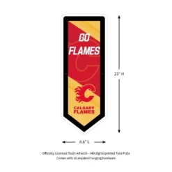 Evergreen Ultra-Thin Glazelight LED Wall Decor, Pennant, Calgary Flames- 9 X 23 Inches Made In USA