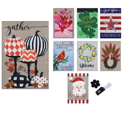 Evergreen Seasonal Burlap Flag Set Of 8 4 Evergreen Seasonal Burlap Flag Set Of 8 - Image 4