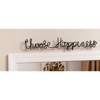 Evergreen Choose Happiness Cursive 3-D Metal Wall Decor In Black Finish 1 Evergreen Choose Happiness Cursive 3-D Metal Wall Decor In Black Finish
