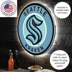 Evergreen Ultra-Thin Edgelight LED Wall Decor, Round, Seattle Kraken- 23 X 23 Inches Made In USA -Optimal Home Decoration GUEST 33df9d40 a5b8 492f a8b2 cb60f32abac2