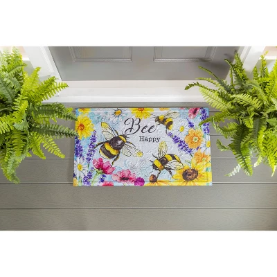 Evergreen Bright Flowers And Bumblebees Embossed Floor Mat- 30x18 In Fade And Weather Resistant Outdoor Floor Mat 1 Evergreen Bright Flowers And Bumblebees Embossed Floor Mat- 30x18 In Fade And Weather Resistant Outdoor Floor Mat