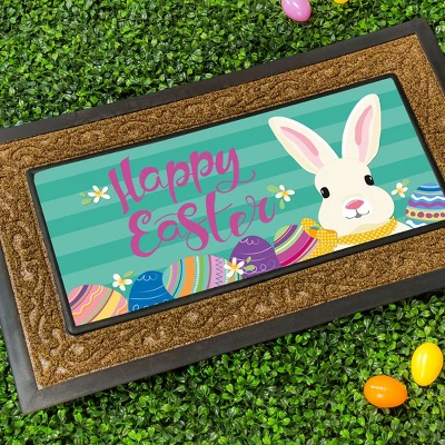 Evergreen Easter Bunny Sassafras Indoor Outdoor Switch Doormat 1'10"x10" Blue 2 Evergreen Easter Bunny Sassafras Indoor Outdoor Switch Doormat 1'10"x10" Blue - Image 2