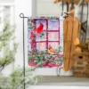 Evergreen Cardinals In The Window Garden Suede Flag