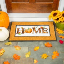 Evergreen Pumpkin Home Sassafras Indoor Outdoor Switch Doormat 1'10"x10" Multicolored