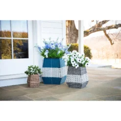 Evergreen High Resin Wicker Planter Set Of 3
