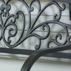 Evergreen Blooming Garden Metal Bench, Black -Optimal Home Decoration GUEST 3a5a1985 e61e 4db0 86c3 d8179ec22134