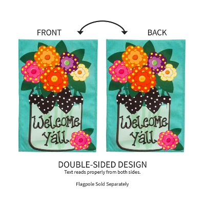 Evergreen Welcome Y'all Polka Dot Flowers Burlap House Flag- 28 X 44 Inches Outdoor Decor For Homes And Gardens 3 Evergreen Welcome Y'all Polka Dot Flowers Burlap House Flag- 28 X 44 Inches Outdoor Decor For Homes And Gardens - Image 3