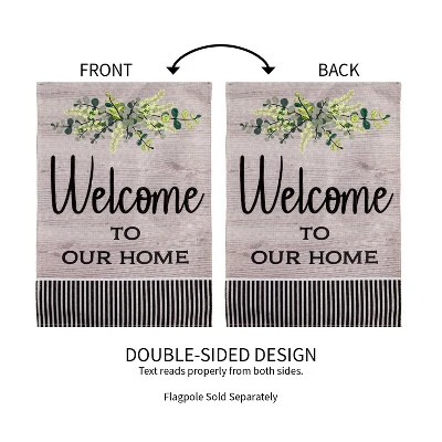 Evergreen Wood Grain Welcome Garden Burlap Flag 12.5 X 18 Inches Indoor Outdoor Decor 3 Evergreen Wood Grain Welcome Garden Burlap Flag 12.5 X 18 Inches Indoor Outdoor Decor - Image 3