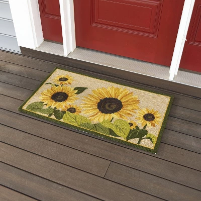 Evergreen Indoor/Outdoor Sunflower Hooked Polypropylene Accent Rug - 24 X 42 1 Evergreen Indoor/Outdoor Sunflower Hooked Polypropylene Accent Rug - 24 X 42