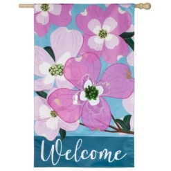 Evergreen Dogwood Blossoms Applique House Flag 28 X 44 Inches Outdoor Decor For Homes And Gardens