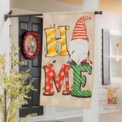 Evergreen Home Gnome Burlap House Flag 28 X 44 Inches Outdoor Decor For Homes And Gardens