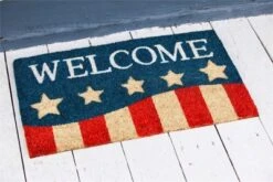 Evergreen Patriotic Stripes Indoor Outdoor Natural Coir Doormat 1'4"x2'4" Multicolored -Optimal Home Decoration GUEST 43def173 f66c 48aa 8320 35f289a862ed