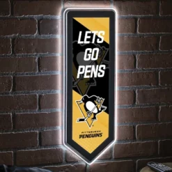 Evergreen Ultra-Thin Glazelight LED Wall Decor, Pennant, Pittsburgh Penguins- 9 X 23 Inches Made In USA