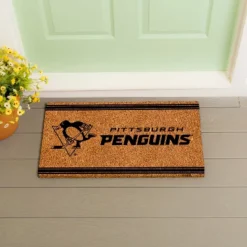 Evergreen Pittsburgh Penguins Logo Turf Mat, Brown- 28 X 16 Inches Indoor Outdoor Doormat -Optimal Home Decoration GUEST 456a7981 d0f9 4a73 b69e 1dbf5a4d318f