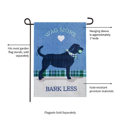 Evergreen Wag More, Bark Less Garden Burlap Flag 12.5 X 18 Inches Indoor Outdoor Decor 2 Evergreen Wag More, Bark Less Garden Burlap Flag 12.5 X 18 Inches Indoor Outdoor Decor - Image 2