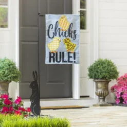 Evergreen Patterned Chicks Rule Garden Burlap Flag 12.5 X 18 Inches Indoor Outdoor Decor