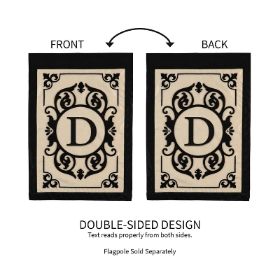 Evergreen Flag Cambridge Chic Letter D Monogram Applique Garden Flag - 12.5" Wide X 18" High 3 Evergreen Flag Cambridge Chic Letter D Monogram Applique Garden Flag - 12.5" Wide X 18" High - Image 3