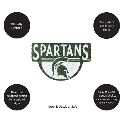 Evergreen Michigan State University Indoor Outdoor Natural Shaped Coir Doormat 1'6"x2'4" Multicolored 3 Evergreen Michigan State University Indoor Outdoor Natural Shaped Coir Doormat 1'6"x2'4" Multicolored - Image 3